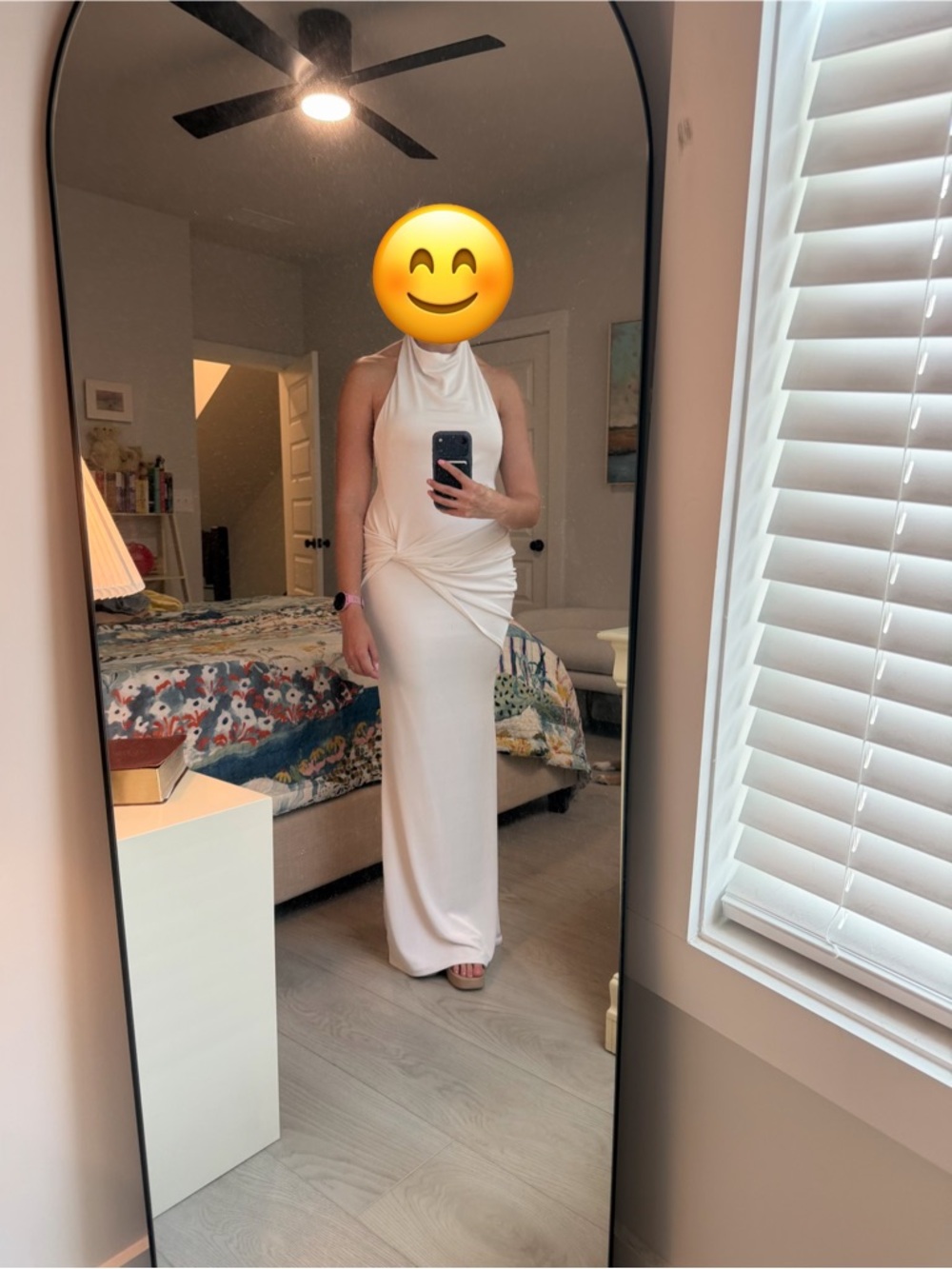 NWT Anthropologie White Backless Draped Halter Evening Dress